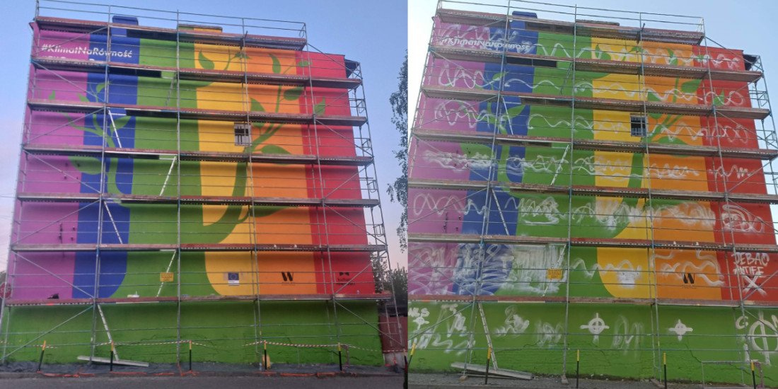 Tęcza nie zniknie: wandale zniszczyli antysmogowy mural - trwa zbiórka na uratowanie projektu