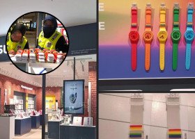 Policyjny nalot na sklepy Swatcha - skonfiskowano "niebezpieczne" tęczowe zegarki