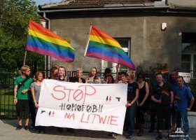 Demonstracja solidarności z Litwą w Krakowie